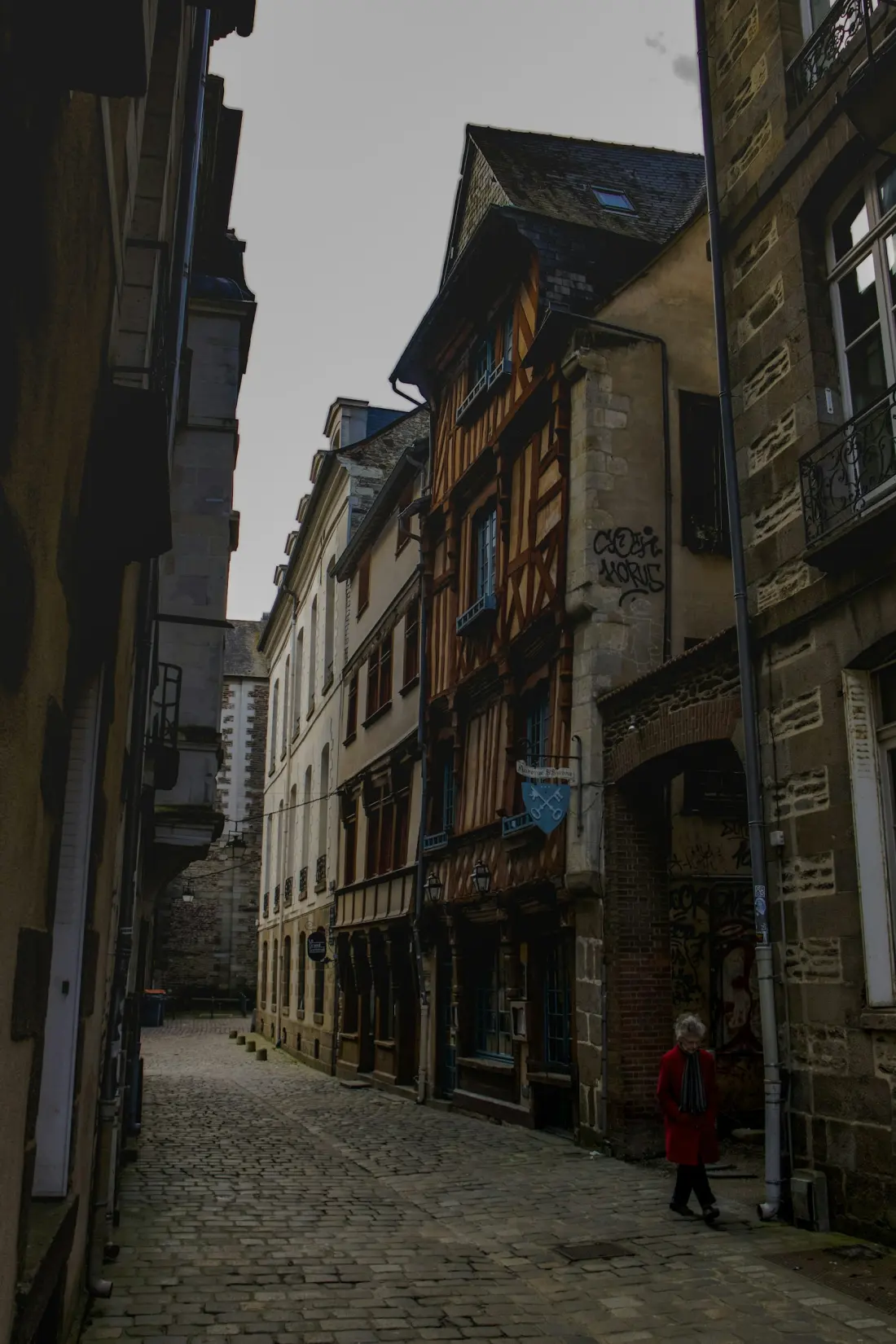 Rue pavée du centre historique de Rennes